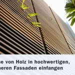 Hochwertige, brandsichere Verbundfassade in Holzoptik für moderne Architektur und gewerbliche Gebäude.