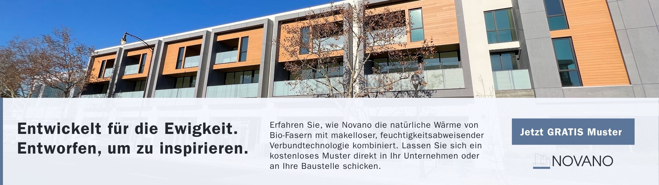 Novano-Banner zur Musteranfrage für Verbundbaustoffe mit modernen Außenanwendungen und nachhaltiger Verbundtechnologie.